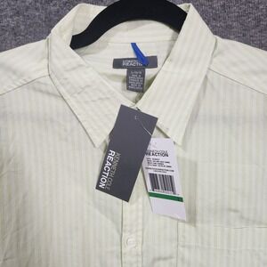 Kenneth‎ Cole Reaction Button Up Shirt Long Sleeve White Lime Striple Size Large